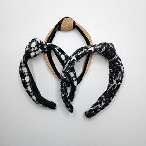 Women's Top Knot Headbands | Set of 3 | Tweed, Plaid, Natural Woven